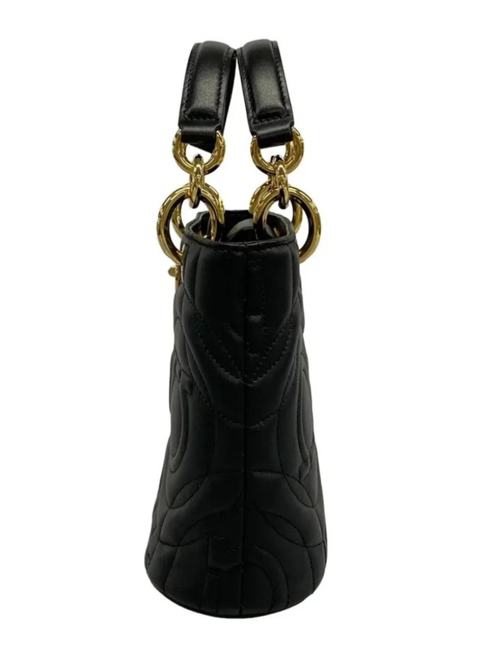 Salvatore Ferragamo Gancini Black Gold Leather Hardware Tote Bag